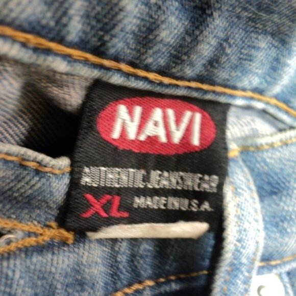 Vtg.90s Y2K Navi XL Bootcut Flare Jeans Boho 16-18 USA Funky Lace-Up Denim - Picture 10 of 16